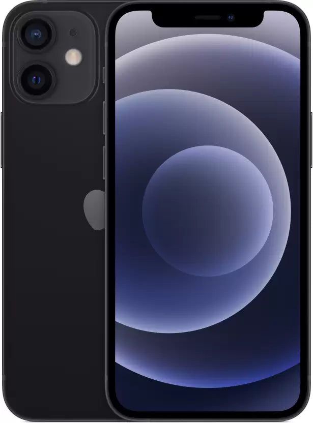 Saisales Apple iPhone 12 Mini 64GB - A Compact Powerhouse with Super Retina XDR Display, in black.